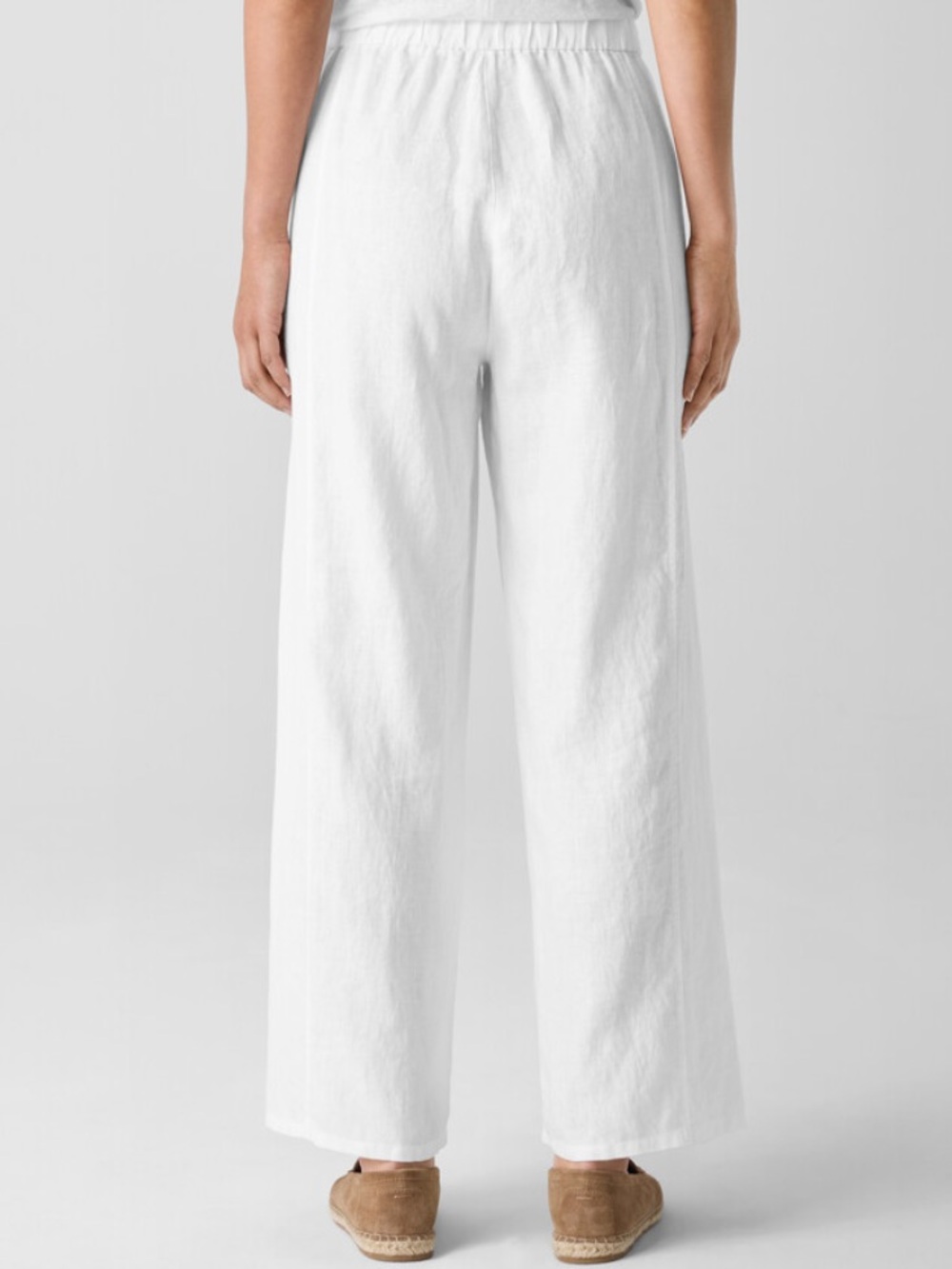Eileen Fisher Womens Size S White Organic Linen Wide-Leg Trouser Pants - Picture 16 of 16
